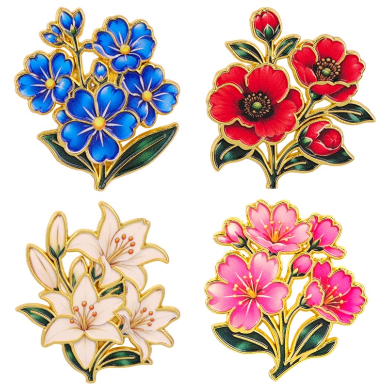 Florist Supplies - Urocza, kolorowa, emaliowana przypinka w stylu